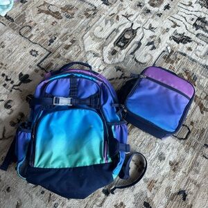 Pottery barn ombré sky large backpack lunch box water bottle soup container